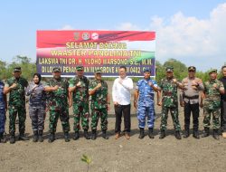 Dandim 0402/OKI Dampingi Waaster Panglima TNI Meninjau Lokasi Penanaman Mangrove