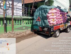 Diduga Asal Uruk dan Kurang Padat, Mobil Muatan Bawang Terperosok Bekas Galian Pipa