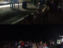polsek Muara Kuang Adakan Nobar Pertandingan Sepakbola Piala Asia U23, dihalaman Mako polsek