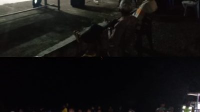 polsek Muara Kuang Adakan Nobar Pertandingan Sepakbola Piala Asia U23, dihalaman Mako polsek