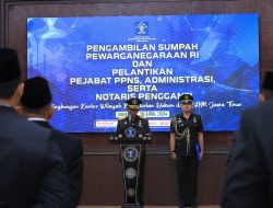 Galih Marantika Resmi Dilantik dan Mengambil Sumpah Jabatan Bersama 9 Pejabat Administrasi Baru di Lingkungan Kanwil Kemenkumham Jawa Timur