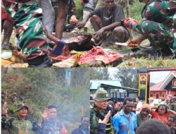 Perkenalan Dengan Masyarakat Intan Jaya, Satgas Yonif 509 Kostrad Laksanakan Bakar Batu