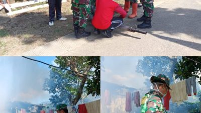 Cegah Demam Berdarah, TMMD Ke-120 Kodim 0422/LB Gelar Fogging