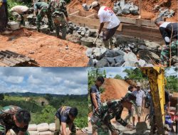 Anggota TMMD KE-120 Kodim 0422/Lampung Barat Kejar Pembangunan Gorong-Gorong