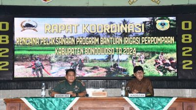Kodim 0822 Bondowoso Gelar Rakor Program Bantuan Irigasi Pemompaan Kementan RI Tahun 2024