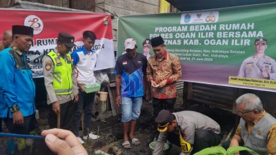 Polres Ogan Ilir Dan Wakil Bupati 0i Agenda Peletakan Batu Pertama Bedah Rumah di Desa Tebing Gerinting