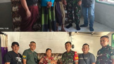 Personil Koramil 0822/11 Tapen Bersama Donatur,Membantu Masyarakat Kurang Mampu di Desa Mrawan