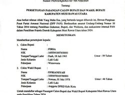 Setelah sekian lama Partai Amanat Nasional (PAN) Kabupaten Muratara Menentukan Sikap, Resmi Mengusung Firsa-Efri