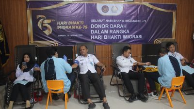 Pegawai Lapas Jember Turut Berpartisipasi dalam Aksi Donor Darah, dalam Rangka Hari Imigrasi ke-75