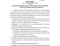 Plt Bupati Sidoarjo Keluarkan SE: Sekolah diminta Tangguhkan ODL di Luar Kabupaten Sidoarjo