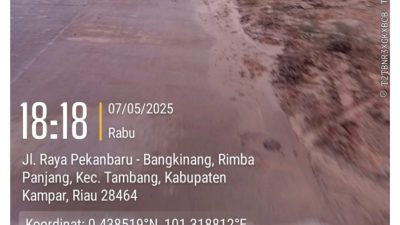 Kabut Debu Selimuti Jalan Pekanbaru–Bangkinang, Warga Keluhkan Penimbunan Tak Sesuai SOP di Rimbo Panjang
