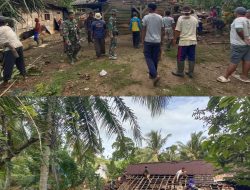 Satgas TMMD Kodim 0422/Lampung Barat Bongkar Rumah Tidak Layak Huni Milik Bapak Tarwono, Tindak Lanjuti Perintah Kasad