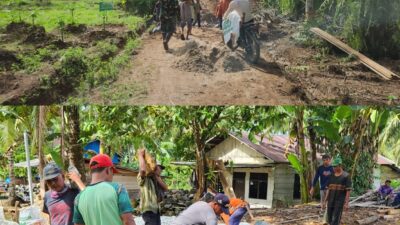 Satgas TMMD ke-124 Kodim 0422/Lampung Barat Bangun Gorong-Gorong di Pekon Pemerihan