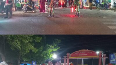 Babinsa dan Bhabinkamtibmas Jaga Kelancaran Lalu Lintas di Acara Perpisahan Siswa SMP Negeri 1 Tapen Bondowoso