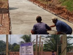 Pembangunan Dana Desa Sukananti Berjalan Lancar, Lengkap Dengan Papan Proyek dan RAB