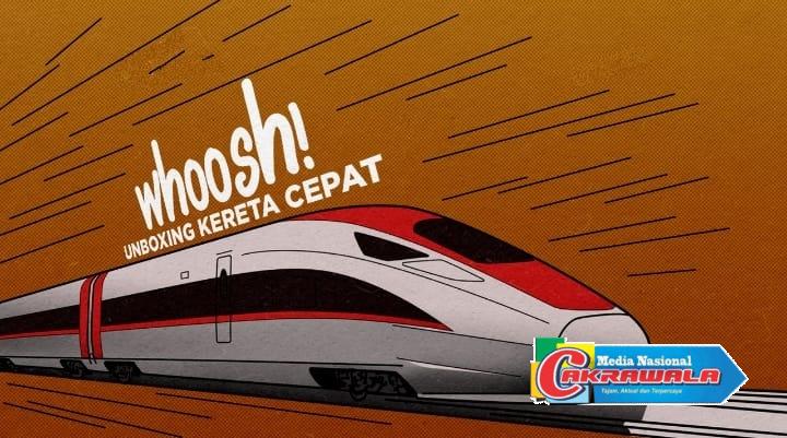 Kereta cepat Whoosh melaju di jalur Jakarta–Bandung, simbol kemajuan transportasi modern Indonesia.