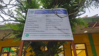 LEMAHNYA PENGAWASAN PEMBANGUNAN RENOFASI SD GENDRO 2 TERKESAN ASAL JADI