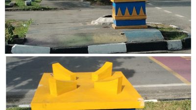 Pot Bunga DLHK Pekanbaru Diklaim Tak Sampai Rp1 Miliar: Warga Heran, Bentuknya Cuma Beton Dicat dan Berjejer di Median Jalan
