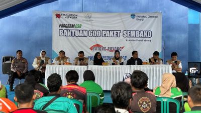 98 Resolution Network Dampingi PT Krakatau Chandra Energi Salurkan Bantuan Sembako kepada Driver Ojol dan Warga