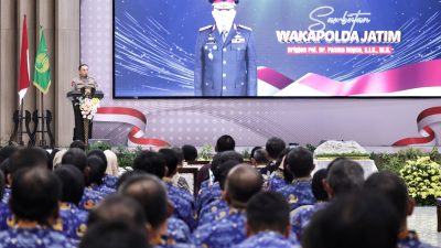 Wakapolda Jatim menghadiri tasyakuran HUT KORPRI ke-54 di Gedung Mahameru Polda Jatim.