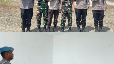 Komandan Brigif TP 28/Bari Fola menerima kunjungan Kapolres Halmahera Timur