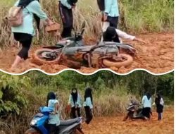 Perjuangan Siswa SMAN 1 Rambang Kuang Menuju Sekolah,Jalan Berlumpur Jadi Penghambat Pendidikan dan Ekonomi