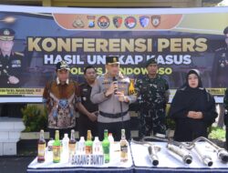 Polres Bondowoso Musnahkan Ribuan Miras dan Puluhan Knalpot Brong