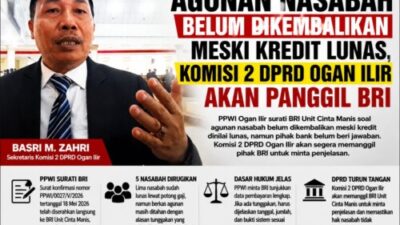 PPWI Bongkar Dugaan Agunan Nasabah Belum Dikembalikan Meski Kredit Lunas, Komisi 2 DPRD Ogan Ilir Akan Panggil BRI