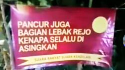 Diduga Luapkan Kekecewaan Warga Dusun pancur Bentang Banner Sindir Kades Lebakrejo Kecamatan Purwodadi