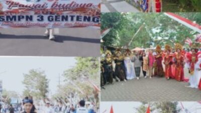 TAMPIL MEMUKAU, SMP NEGERI 3 GENTENG SUKSES IKUTI PAWAI BUDAYA HUT RI KE-81