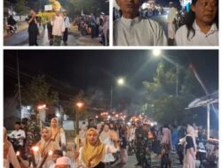 Desa Lembengan Bercahaya  Ratusan Warga Gelar Pawai Obor Dan Pengajian Umum