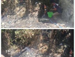 Api Membakar Tumpukan Sampah di Samping SMPN 1 Prajekan, Babinsa Bergerak Lakukan Pemadaman